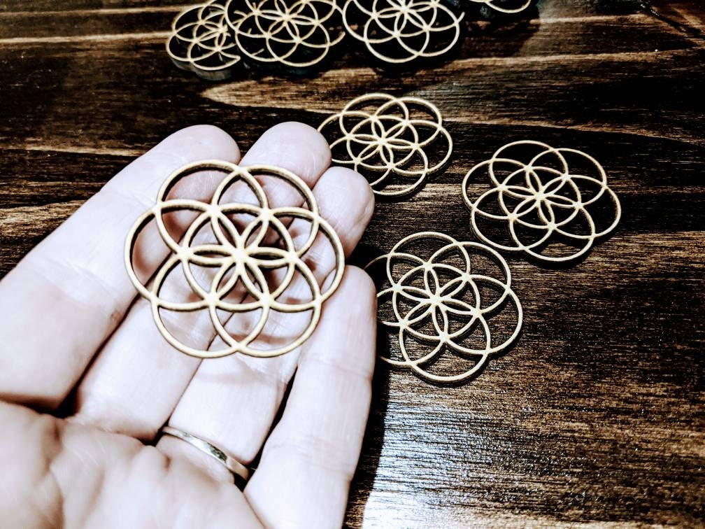 Flower of Life Wooden Charm | Pendent | Beads, Embellishment - For Wood Art Craft Projects - Jewelry, Necklaces, Earrings - Symbols - Laser
