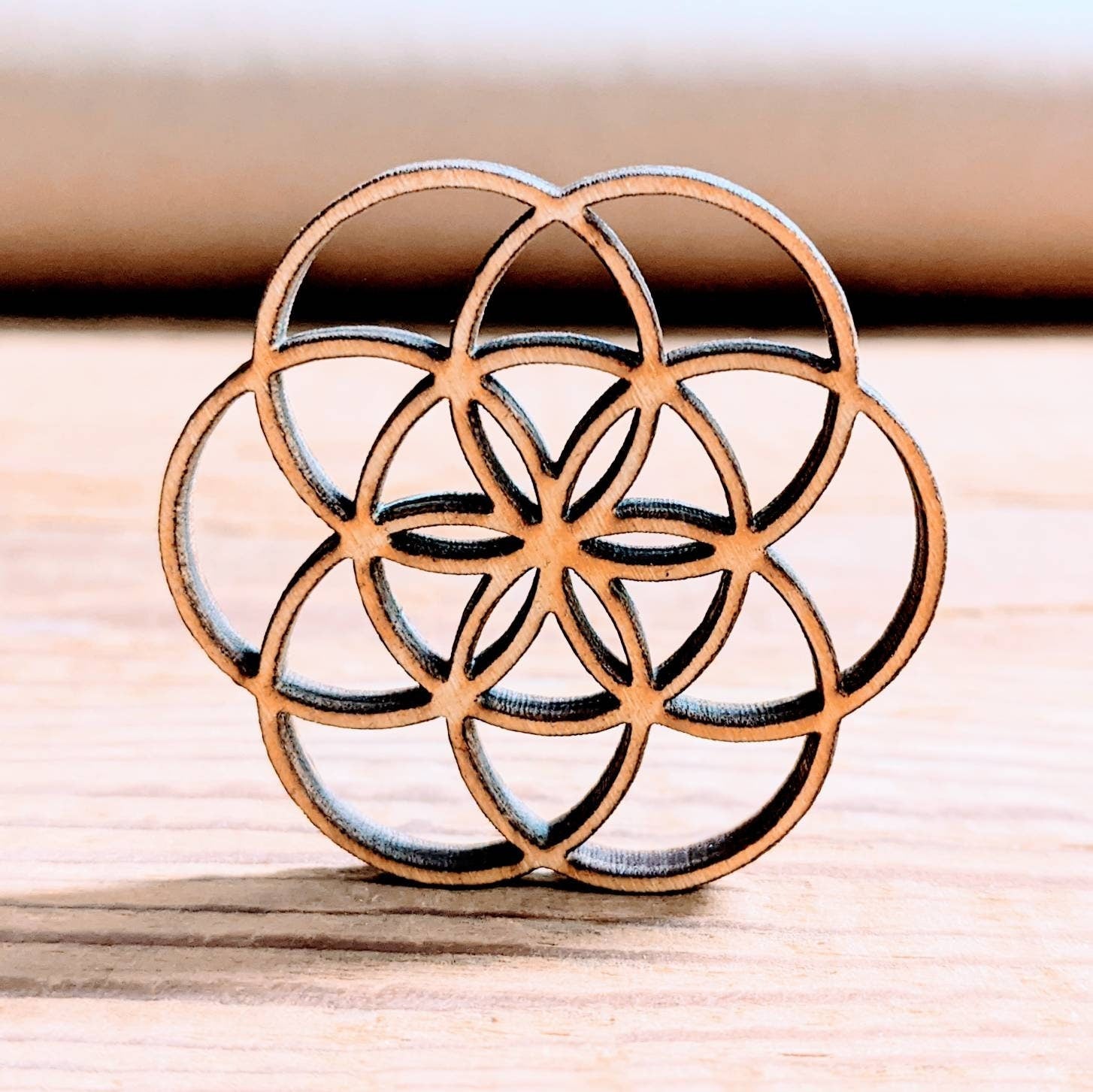 Flower of Life Wooden Charm | Pendent | Beads, Embellishment - For Wood Art Craft Projects - Jewelry, Necklaces, Earrings - Symbols - Laser