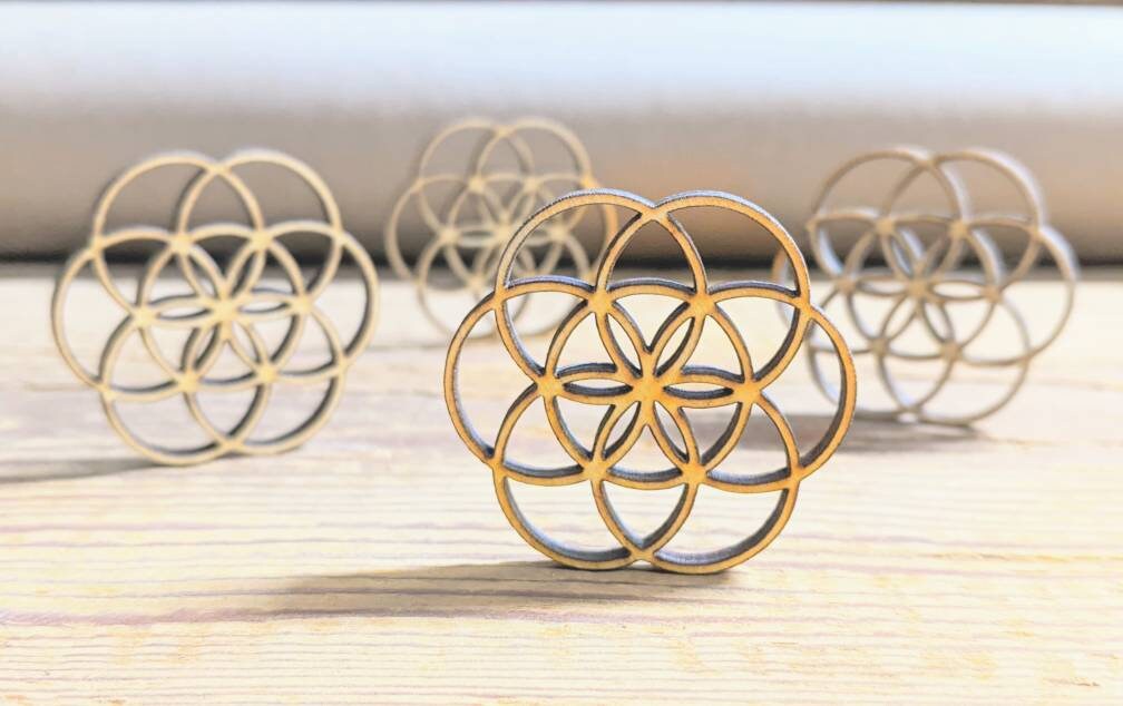 Flower of Life Wooden Charm | Pendent | Beads, Embellishment - For Wood Art Craft Projects - Jewelry, Necklaces, Earrings - Symbols - Laser