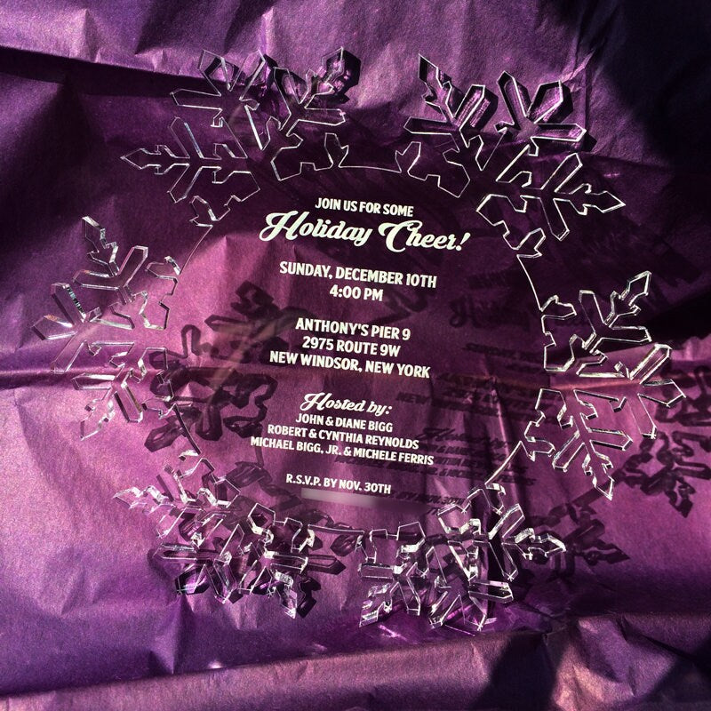 Clear Acrylic Snowflake Wedding Invitation: Laser Engraved Lucite, Winter Invite, Frozen Invitation, Engraved Invitations Christmas, Wedding