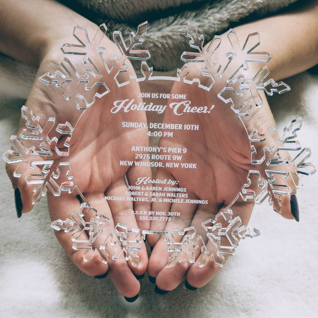 Clear Acrylic Snowflake Wedding Invitation: Laser Engraved Lucite, Winter Invite, Frozen Invitation, Engraved Invitations Christmas, Wedding