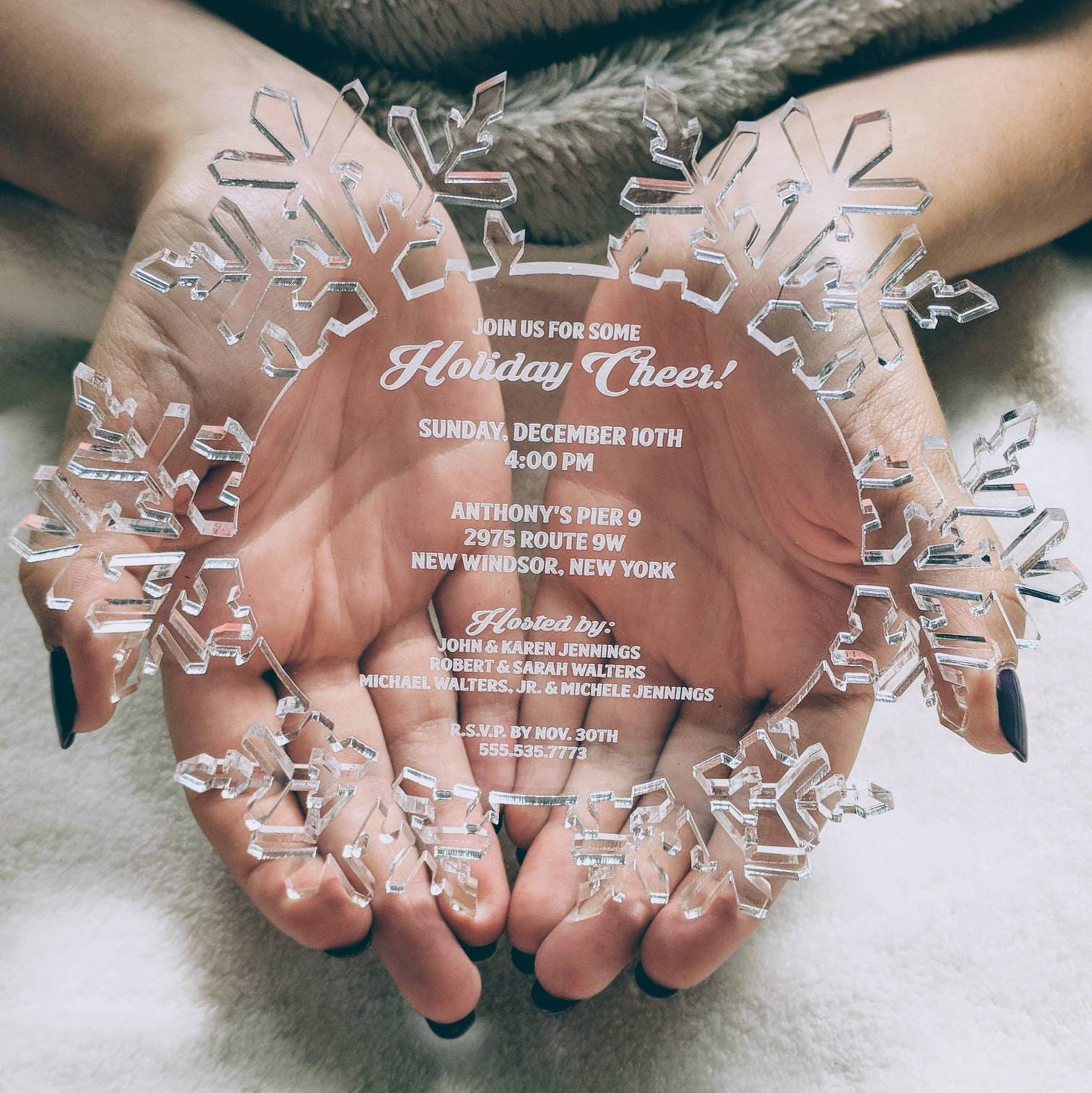 Clear Acrylic Snowflake Wedding Invitation: Laser Engraved Lucite, Winter Invite, Frozen Invitation, Engraved Invitations Christmas, Wedding