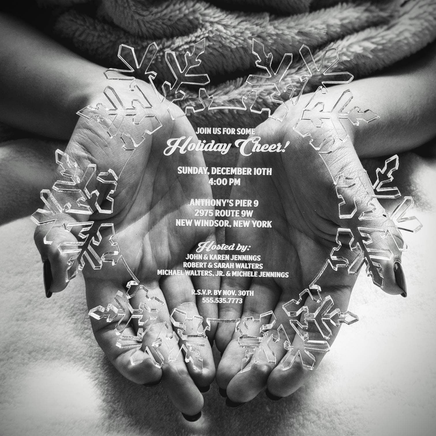 Clear Acrylic Snowflake Wedding Invitation: Laser Engraved Lucite, Winter Invite, Frozen Invitation, Engraved Invitations Christmas, Wedding