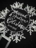 Engraved Acrylic Snowflake Cake Topper: Frosted Winter Wedding Decor, Frozen Cupcake Toppers, Winter Wedding, Elegant Birthday, quinceañera