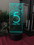 Engraved Acrylic LED Table Numbers: Custom Wedding Reception Decor
