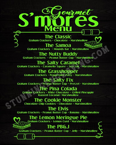 S'mores Menu Laser Engrave Cut File: Camping Decor, Wedding Sign (Digital Download)