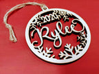 Christmas Wood or Acrylic Tree Ornament, Gift Present tags, Snowflake, Place Cards Stocking Name, Rustic, Laser Cut, Personalized Custom DIY
