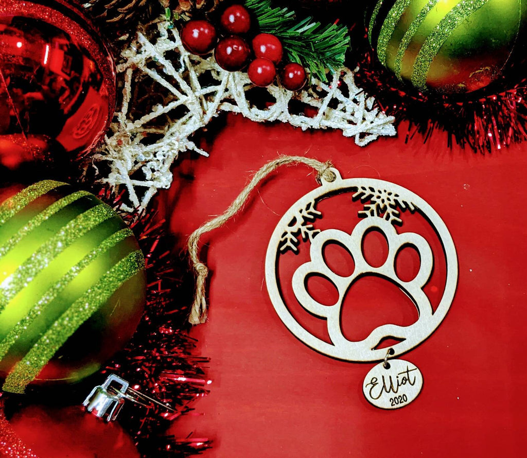 Christmas Pet Tree Ornament, Pet Lover Gift tag, Wood Stocking Name Tag, Personalized Ornament, Custom Pet Dog Cat Ornament, Bauble