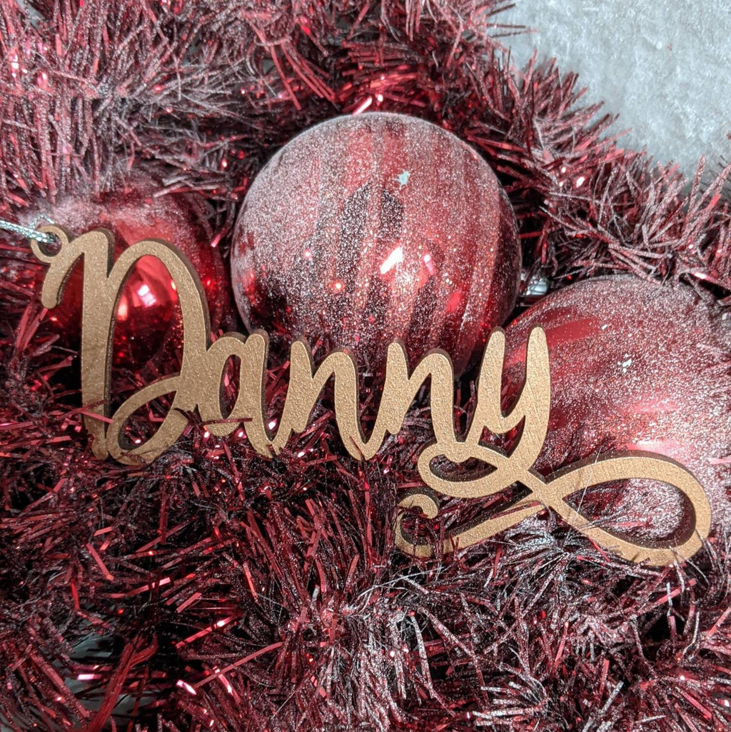 Personalized Wood or Acrylic Christmas Stocking Name, Xmas Gift Tag, Custom Holiday Decor, Tree Ornament, Natural or Color options