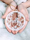 Personalized Snowflake Christmas Ornament: Acrylic or Wood Gift Tag