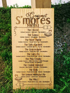 Engraved S'mores Menu Sign: Rustic Camp Decor