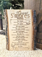 Engraved S'mores Menu Sign: Rustic Camp Decor
