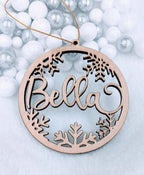 Christmas Wood or Acrylic Tree Ornament, Gift Present tags, Snowflake, Place Cards Stocking Name, Rustic, Laser Cut, Personalized Custom DIY