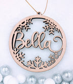 Personalized Snowflake Christmas Ornament: Acrylic or Wood Gift Tag