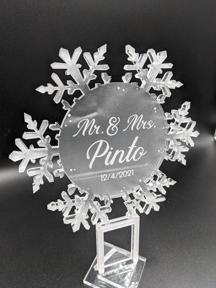 Beautiful Frosted Acrylic Cake Topper