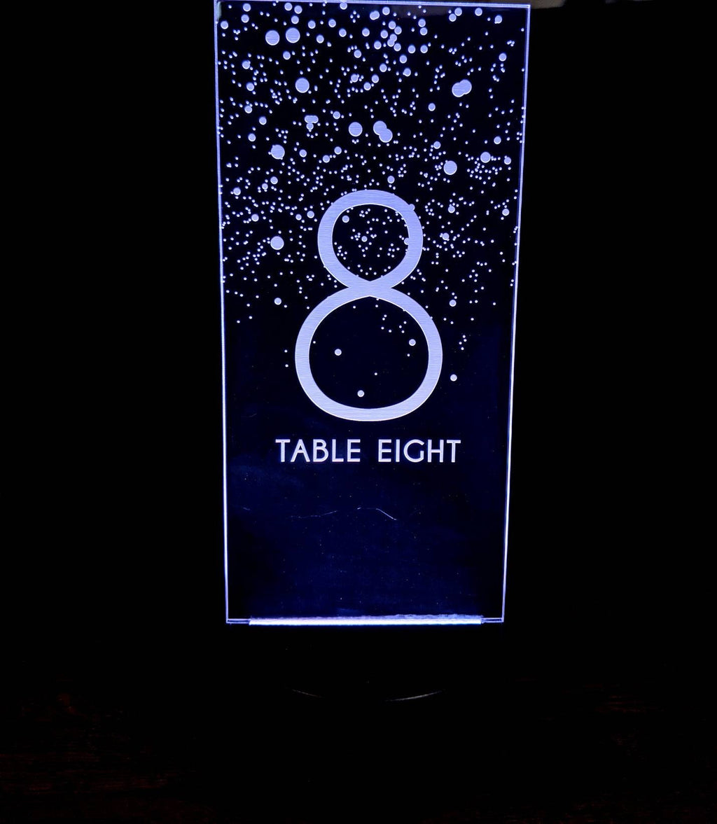 Engraved Acrylic LED Table Numbers: Custom Wedding Reception Decor