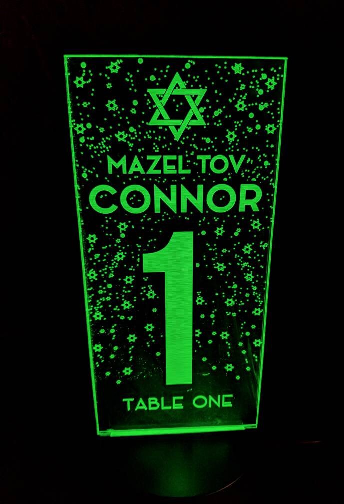 Engraved Acrylic LED Table Numbers: Custom Wedding Reception Decor