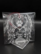 Personalized Pet Memorial Ornament: Acrylic Dog Angel Wings, Engraved Name