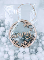 Christmas Wood or Acrylic Tree Ornament, Gift Present tags, Snowflake, Place Cards Stocking Name, Rustic, Laser Cut, Personalized Custom DIY
