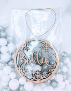 Personalized Snowflake Christmas Ornament: Acrylic or Wood Gift Tag