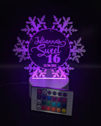 Personalized Snowflake LED Cake Topper: Engraved Acrylic Winter Wedding Decor