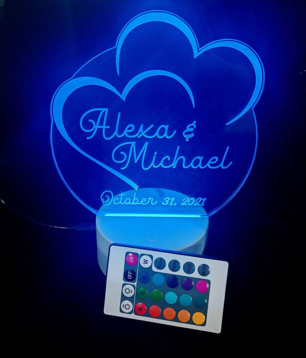 Custom LED Acrylic Cake Topper, Engraved Wedding Keepsake