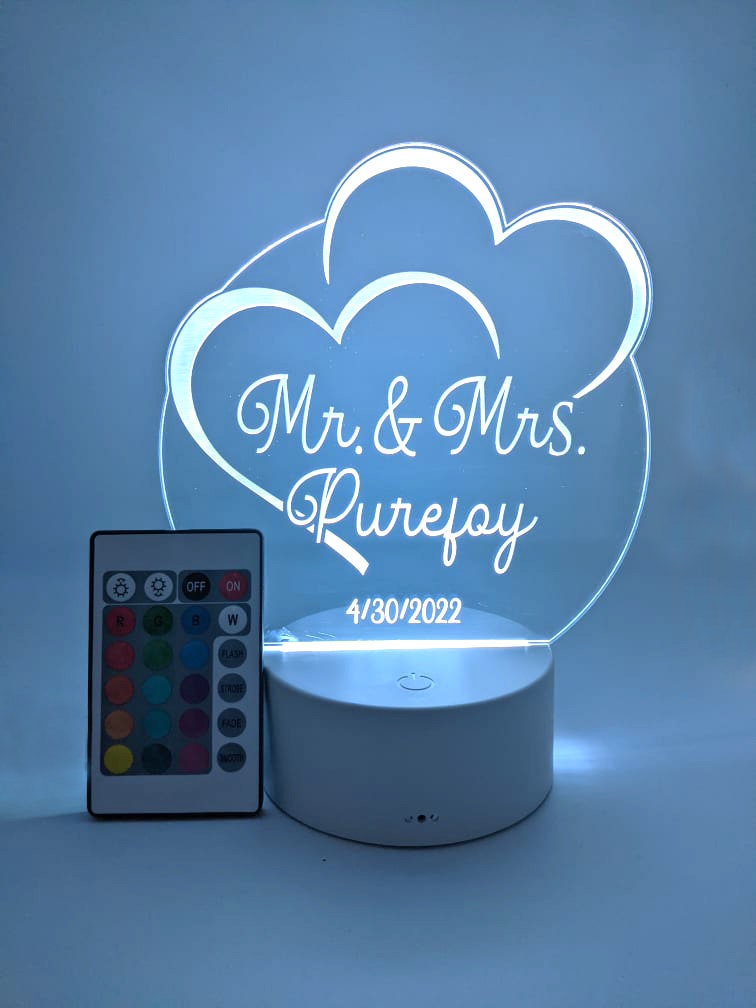 Custom LED Acrylic Cake Topper, Engraved Wedding Keepsake