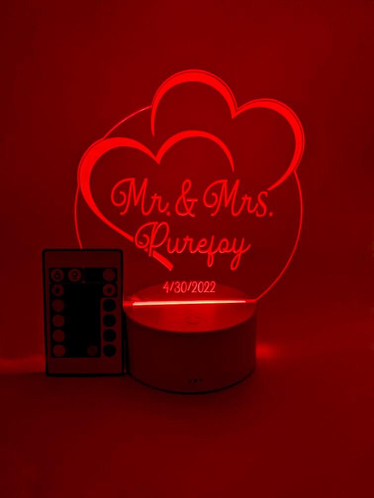Custom LED Acrylic Cake Topper, Engraved Wedding Keepsake