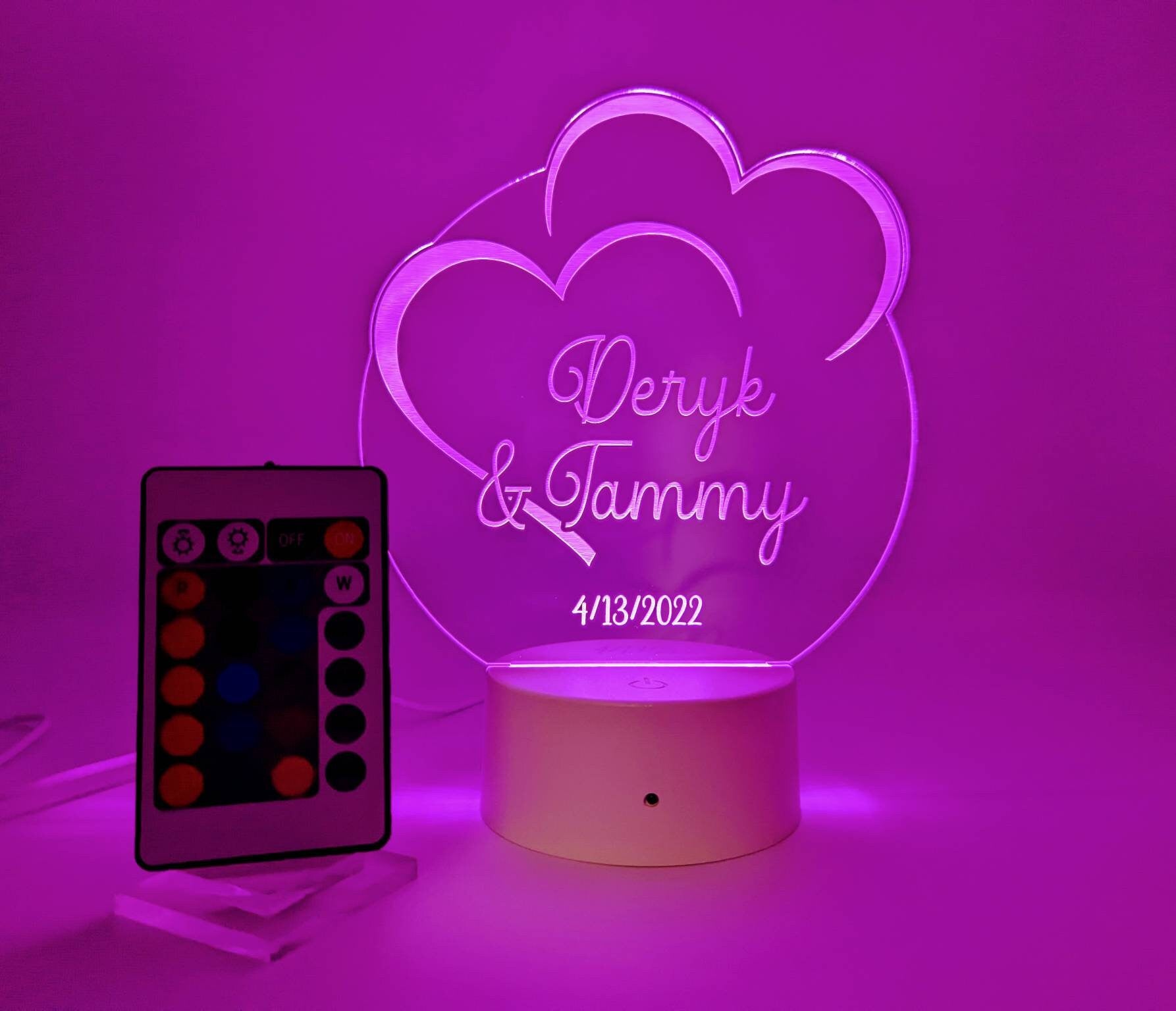 Custom LED Acrylic Cake Topper, Engraved Wedding Keepsake