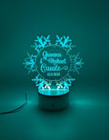 Personalized Snowflake LED Cake Topper: Engraved Acrylic Winter Wedding Decor