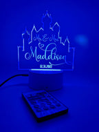 Custom LED Castle Cake Topper: Personalized Acrylic Wedding Decor