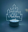 Custom LED Castle Cake Topper: Personalized Acrylic Wedding Decor