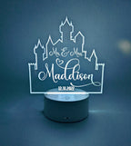 Custom LED Castle Cake Topper: Personalized Acrylic Wedding Decor