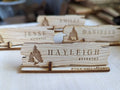 Engraved Rustic Wood Place Card: Outdoor Wedding Seating