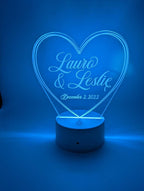 Engraved LED Heart Cake Topper: Personalized Acrylic Wedding Decor