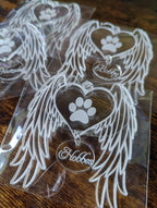 Personalized Pet Memorial Ornament: Acrylic Dog Angel Wings, Engraved Name