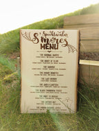 Laser Engraved S'mores Menu Sign: Rustic Halloween Decor