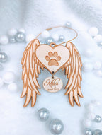 Personalized Pet Memorial Ornament: Acrylic Dog Angel Wings, Engraved Name