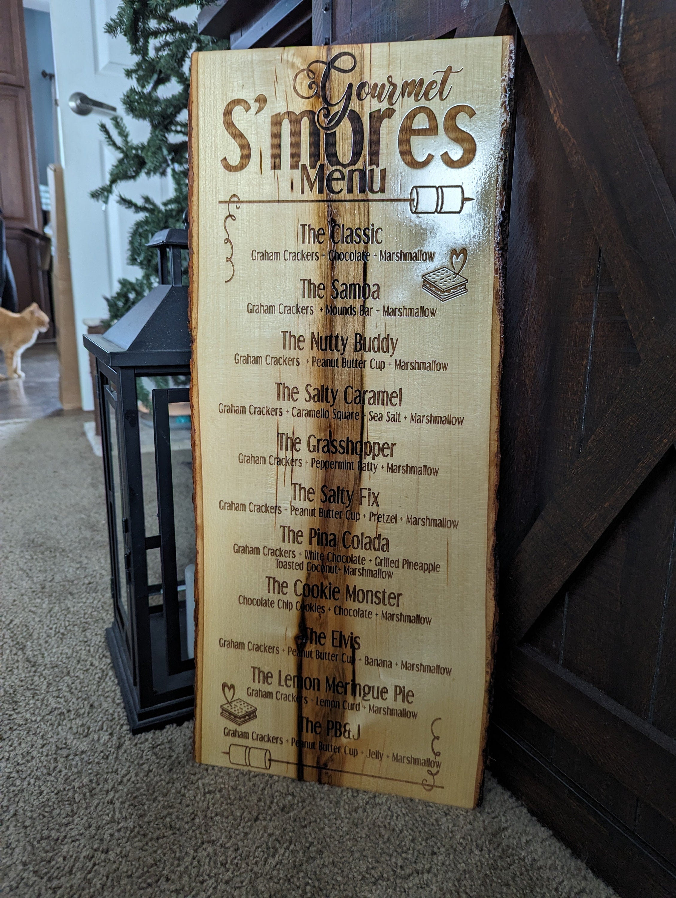 Engraved S'mores Menu Sign: Rustic Camp Decor