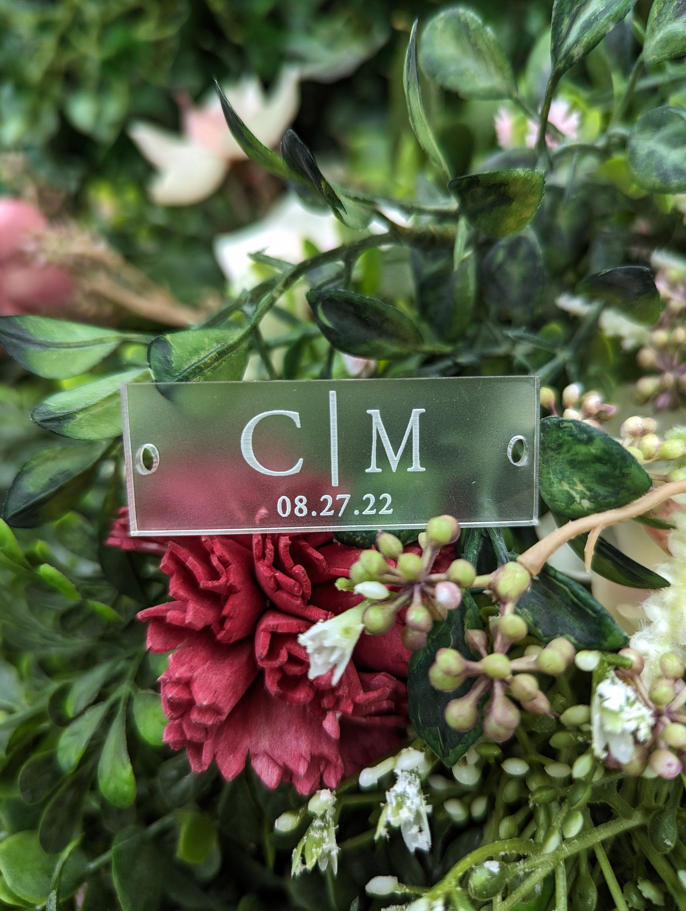 Custom Acrylic Wedding Invitation Belly Band Tag: Laser Engraved Charm, Engraved Lucite Charms, Wedding Tags, Custom made and Designed