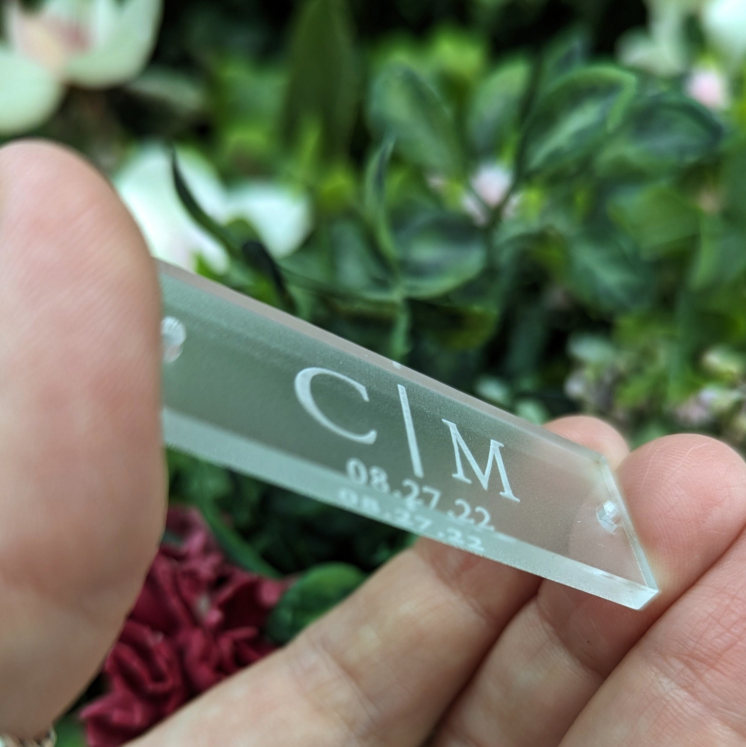 Custom Acrylic Wedding Invitation Belly Band Tag: Laser Engraved Charm, Engraved Lucite Charms, Wedding Tags, Custom made and Designed