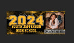 2'x5' Personalized Graduation Banner with Photo - Custom School Colors Class of 2026 - Vinyl Party Backdrop or Digital Design