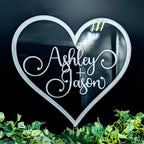 Engraved Frosted Acrylic Heart Cake Topper: Personalized Wedding or Birthday