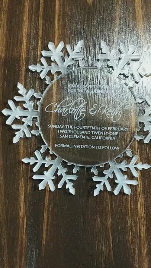 Clear Acrylic Snowflake Wedding Invitation: Laser Engraved Lucite, Winter Invite, Frozen Invitation, Engraved Invitations Christmas, Wedding