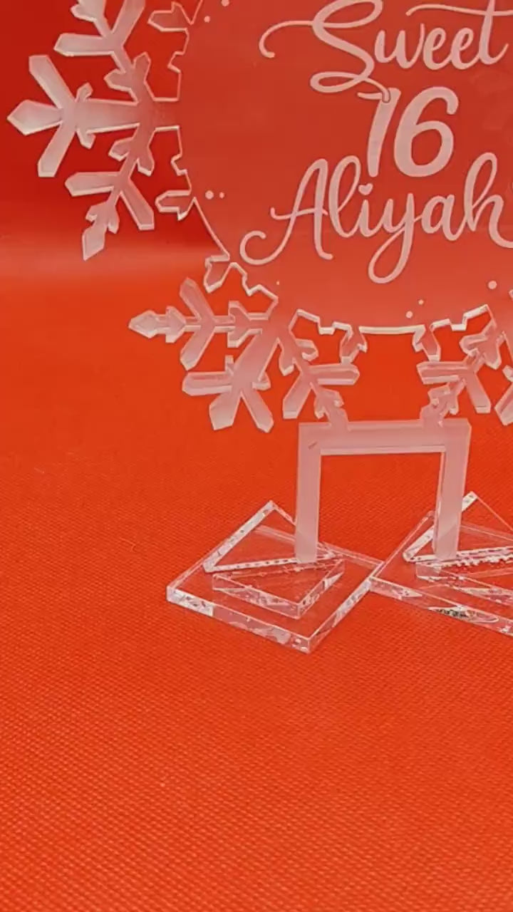 Engraved Acrylic Snowflake Cake Topper: Frosted Winter Wedding Decor, Frozen Cupcake Toppers, Winter Wedding, Elegant Birthday, quinceañera