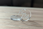 Personalized Floral Charm for Prom & Weddings | Custom Engraved Acrylic Bouquet Tag | Bridal Party Keepsake | Boutonniere & Corsage Accessory